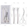 65380-3 white + white + comb scissors three-piece set with white edges and ribbed bag