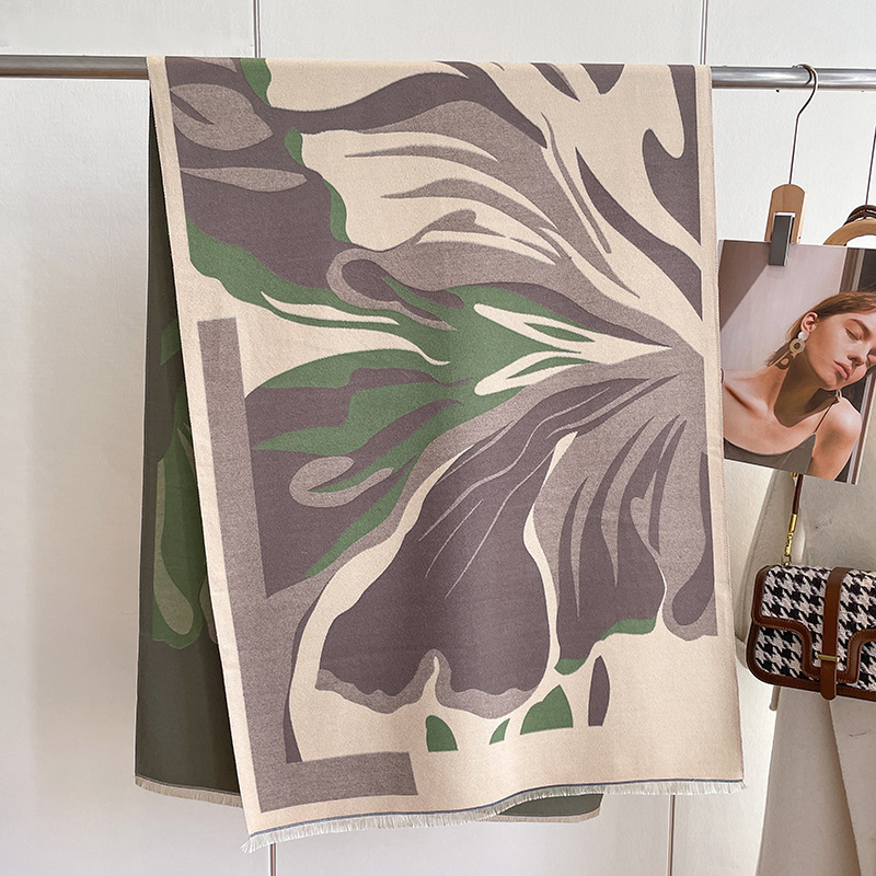 2023 estilo coreano nuevo color a juego jacquard Cachemira aire acondicionado mantón floral impresión engrosada hombro bufanda caliente para las mujeres