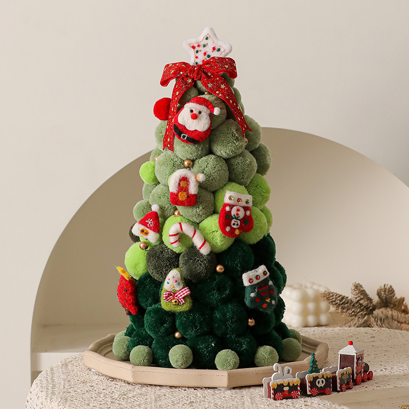 2025年新作クリスマスツリー 家庭用飾り リビングDIY クリスマスデコレーション 小型卓上シミュレーションファーボール|undefined