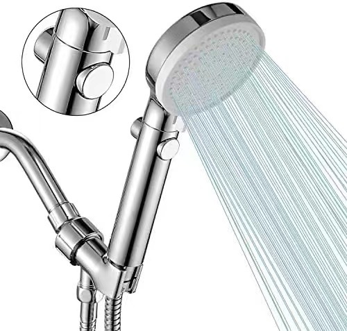 Cross-border European and American Japanese button handheld shower head suit one-click water stop supercharging 3-function bathroom shower nozzle