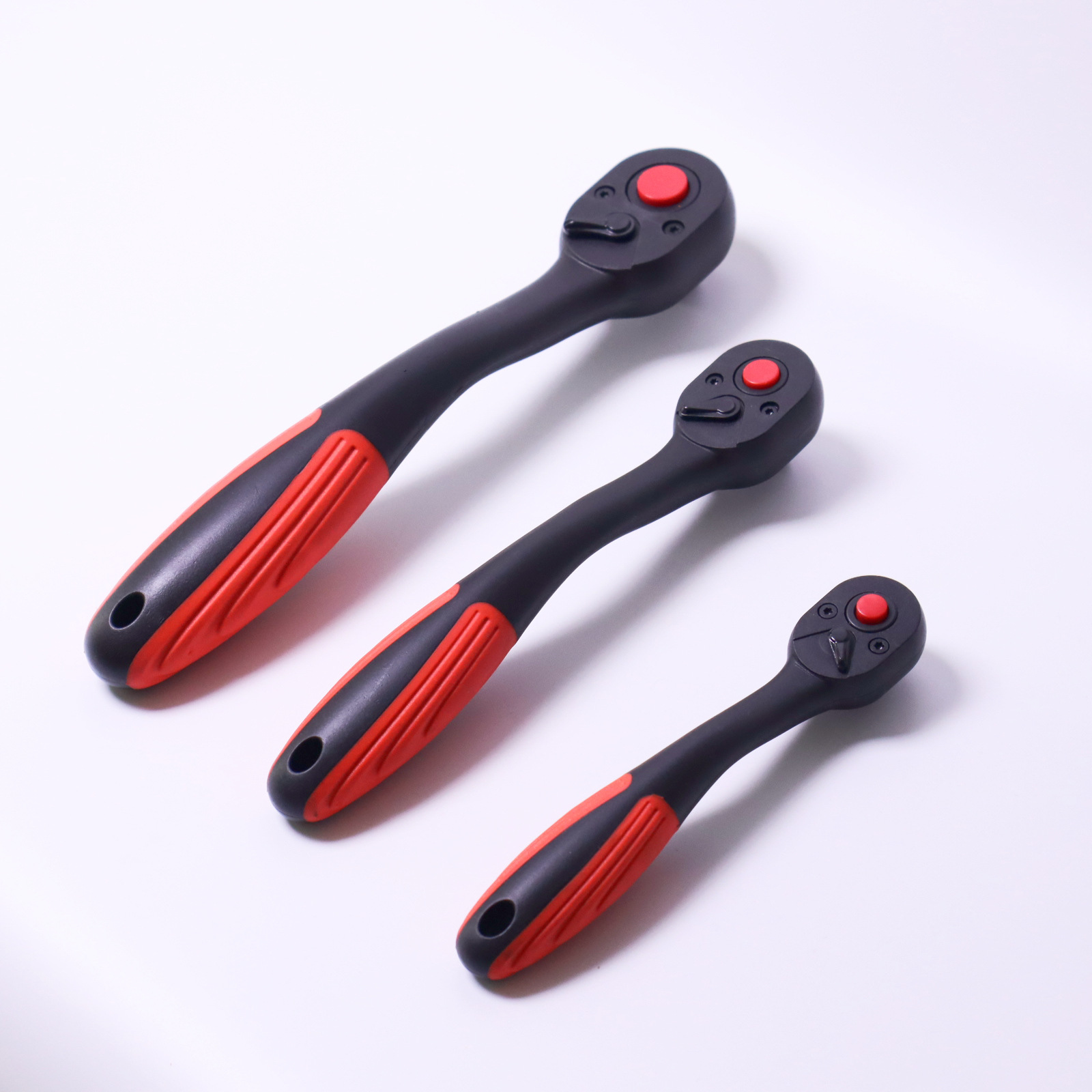 跨境热销3件套72齿弯曲柄棘轮扳手双向快速套筒棘轮扳手条纹柄