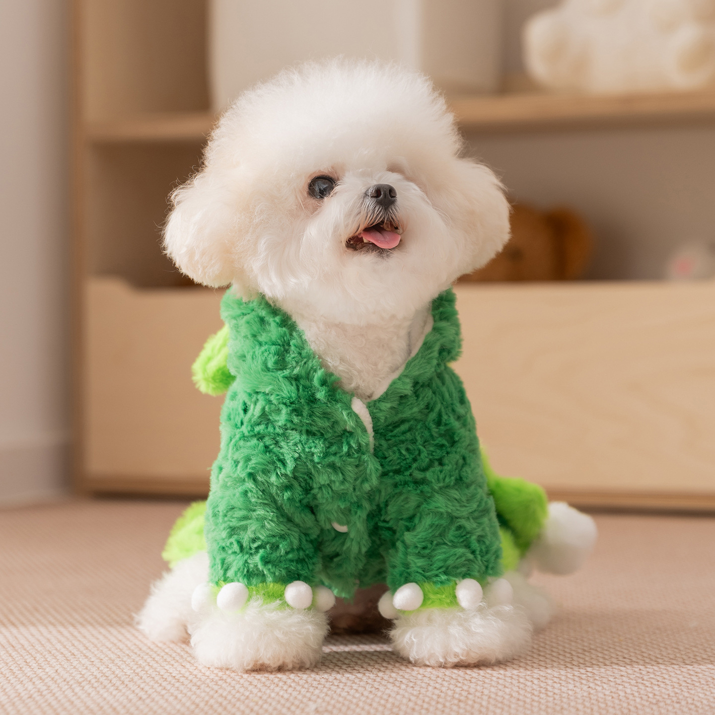 Otoño y invierno nuevo dinosaurio de pelo de conejo se transforma en ropa de terciopelo para mascotas perros gatos Halloween extraña ropa de mascotas de dos pies