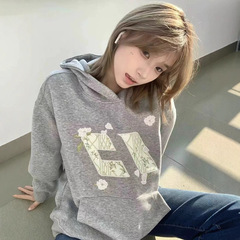 纯棉美式连帽刺绣卫衣秋冬新款重磅国潮慵懒复古外套加绒贴布上衣