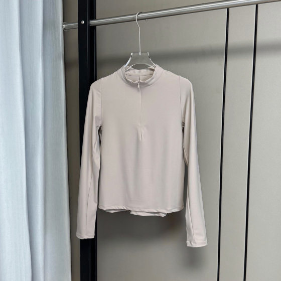 2027 Dijia Spring New Sports Casual All-match Slimming Women's Half-zipper Long-sleeved Sweater