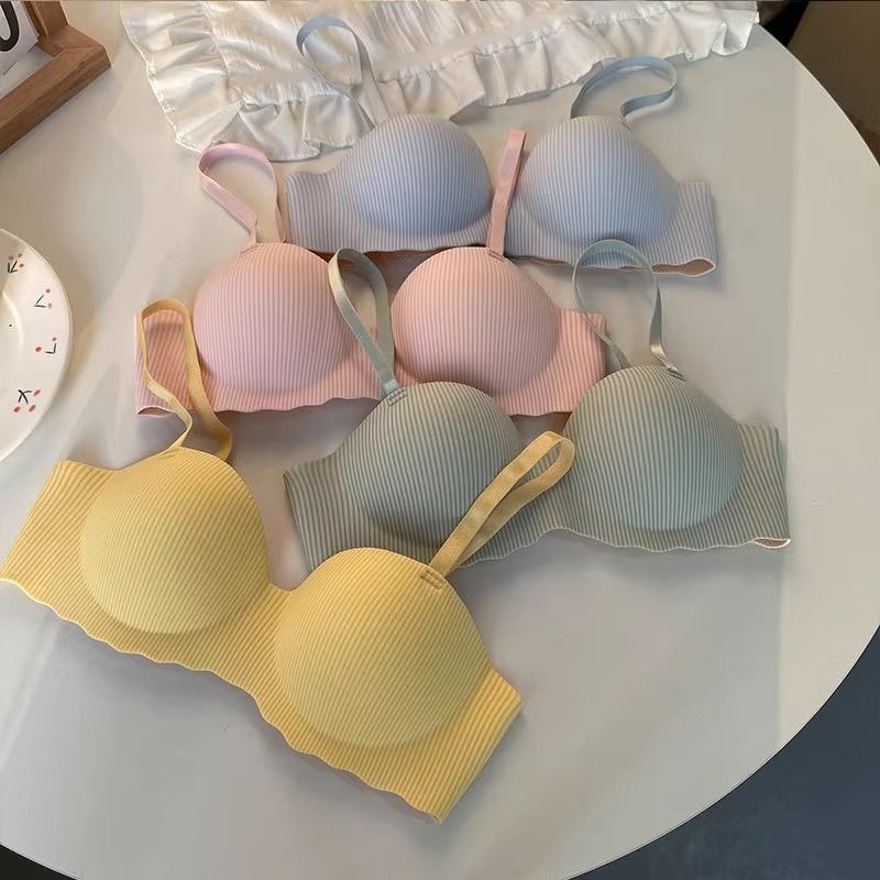 Reggiseno intero push-up da donna color caramella, senza cuciture, senza ferretto, sottile, estivo, intimo di supporto._voghion.com