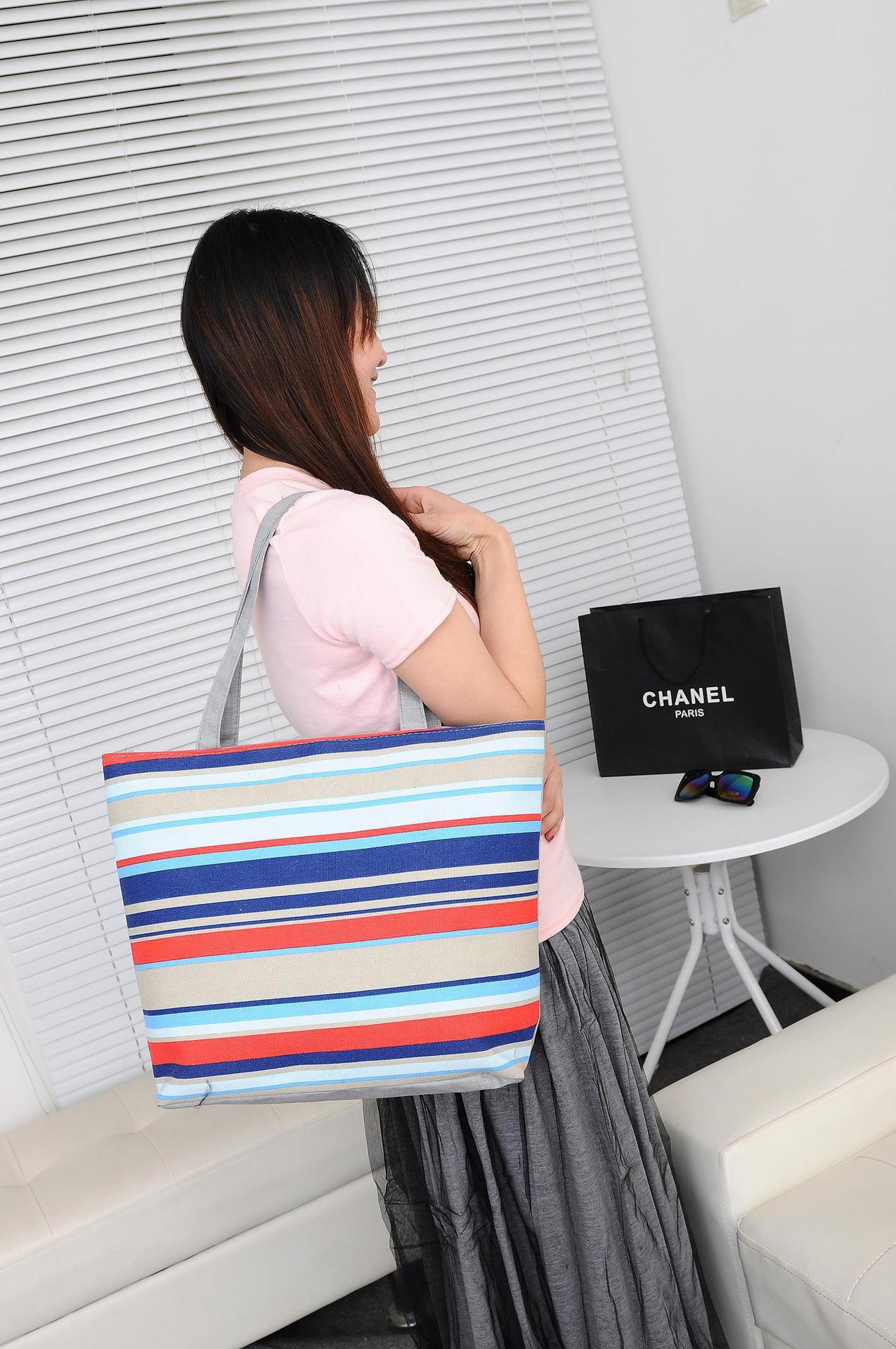 225g Weight Polyester Lining Material Zipper Closure Type Double Shoulder Straps Strap Type Canvas Bag Bags Type Casual, Daily Occasion Canvas Material Rainbow Pattern All Seasons Season Women's Gender Basic, Classic Style Style Medium Size Women's Medium Canvas Rainbow Basic Classic Style Zipper Canvas Bag 20