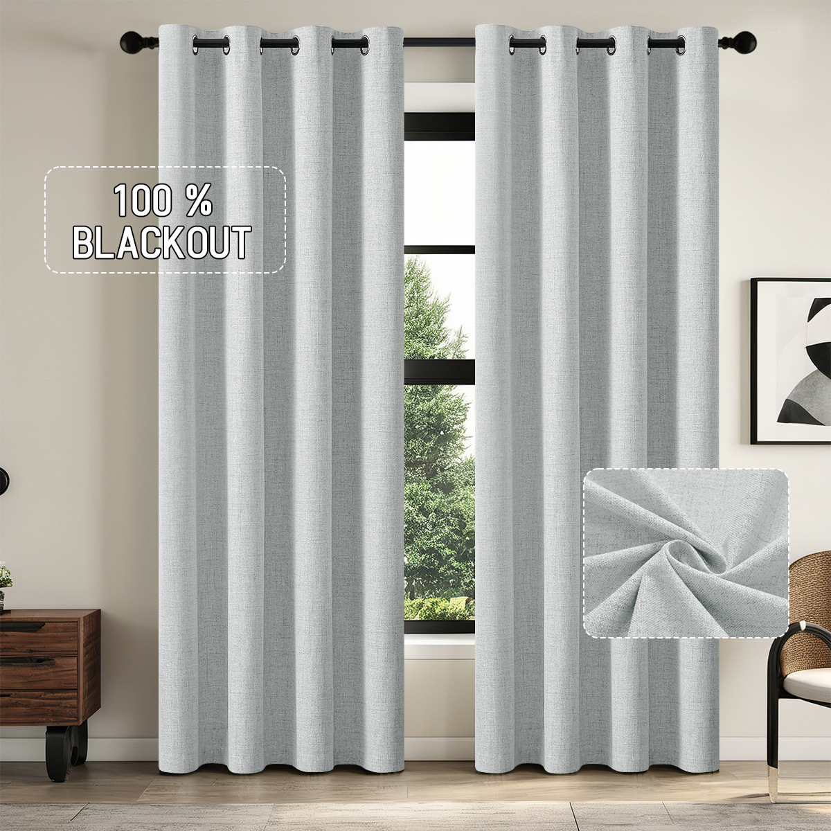 Imitación de lino compuesto cortina de sombreado completo sala de estar cortina de dormitorio tela gruesa alta sensación de cortina de sombreado transfronteriza