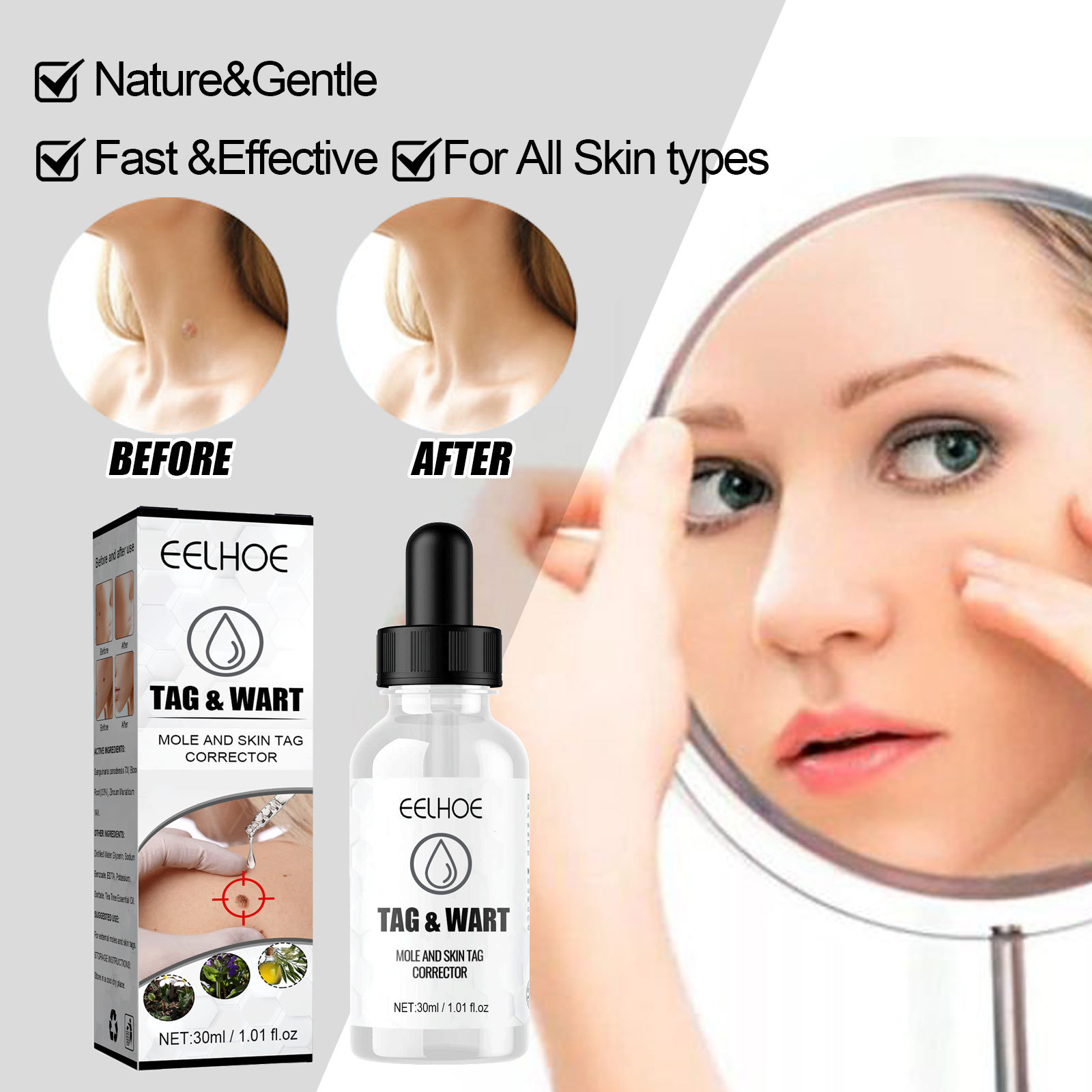 EELHOE repairing spots essence for skin flattening, wart removing and nevus eliminating solution_voghion.com