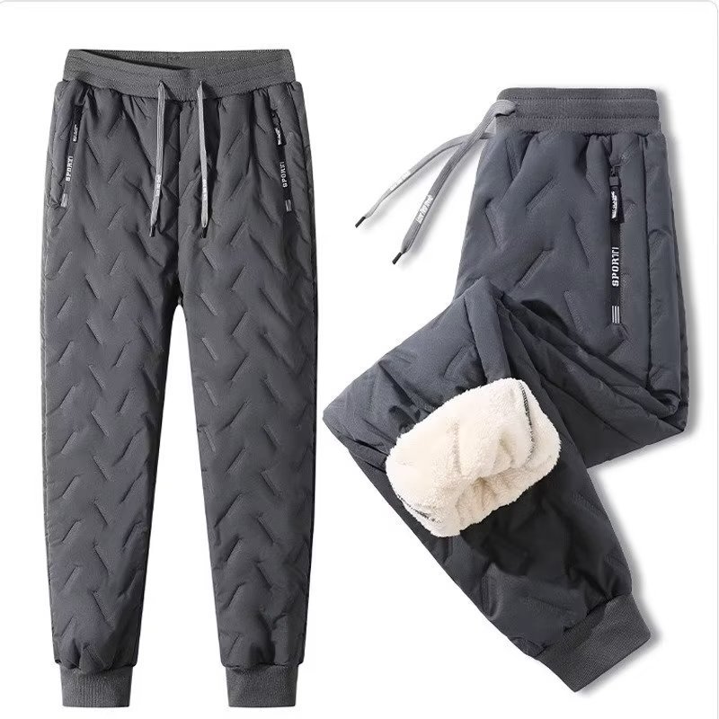 Pantalones de algodón para hombre, invierno 2024, nuevo estilo, pantalones acolchados con forro polar, lana de cordero gruesa, cortavientos, impermeables, pantalones largos cálidos.
