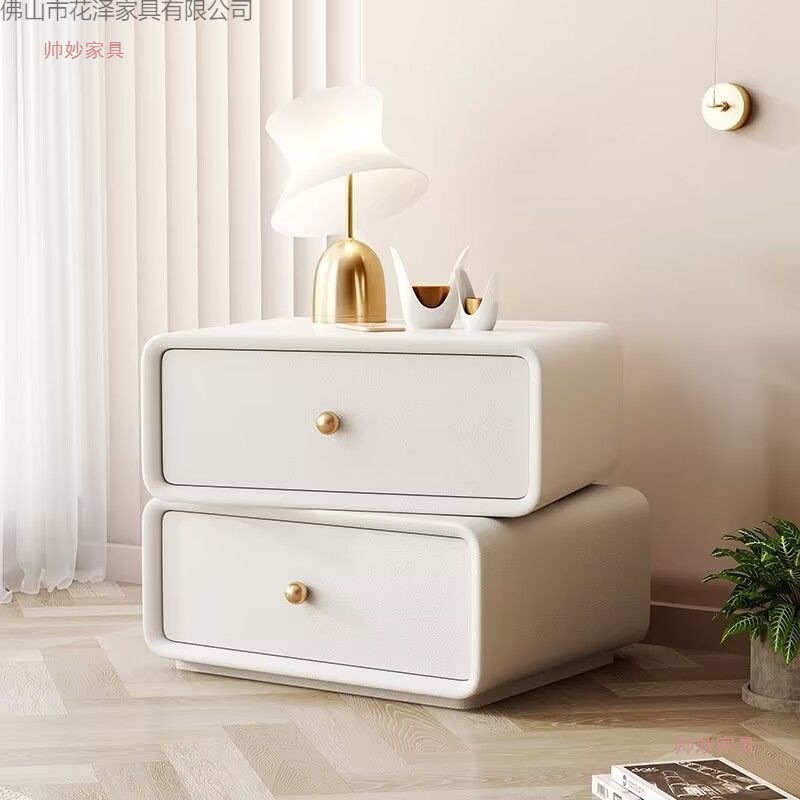 Bedside Table Creative Sugar Cube Rotatable Solid Wood Bedroom Bedside Storage Cabinet Light Luxury Simple Home Leather Bedside Cabinet