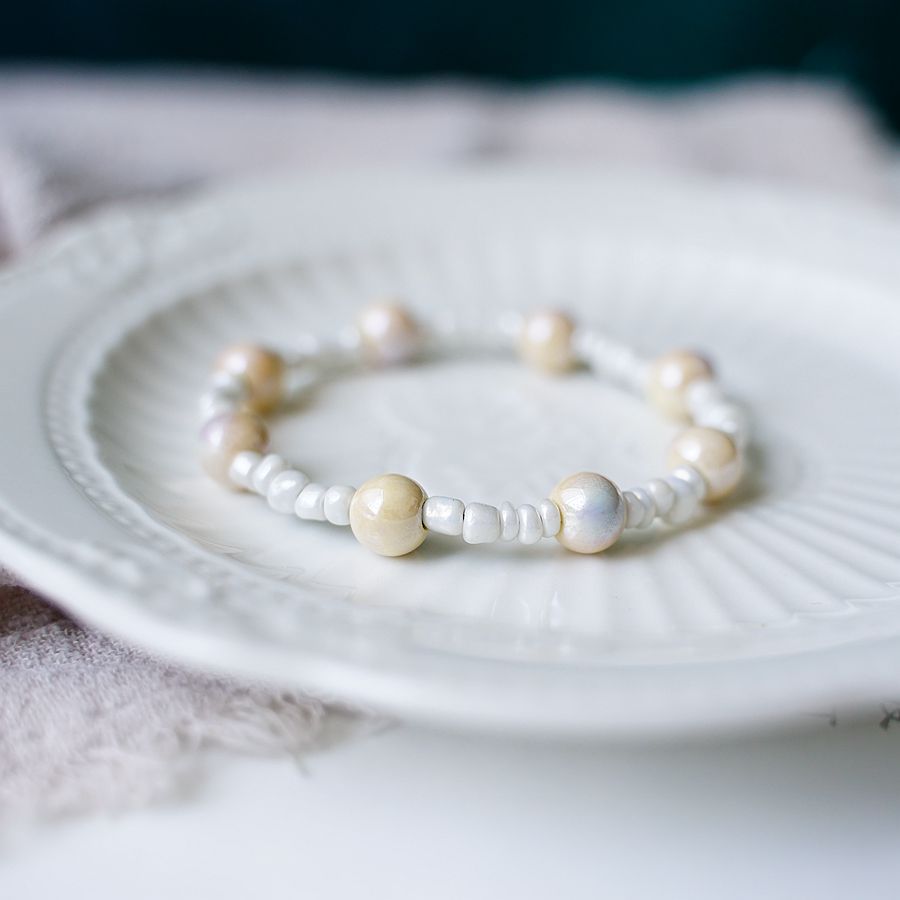 Simple Style Solid Color ceramics Beaded Plating Womenu0027S Bracelets 1 Piece