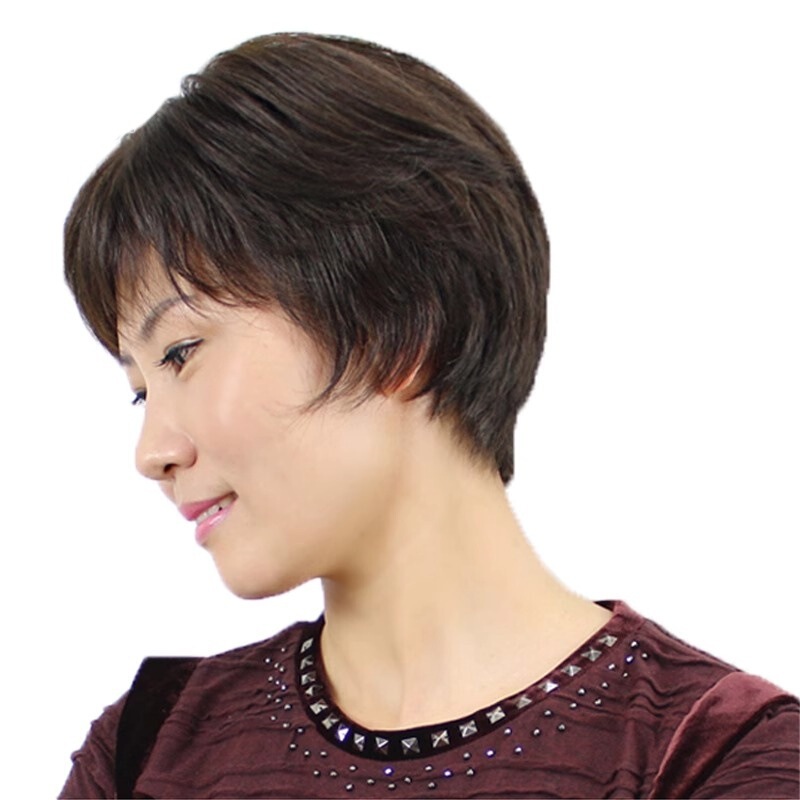 女短发中老年假发 送妈妈短发 自然蓬松老年人奶奶假发|undefined