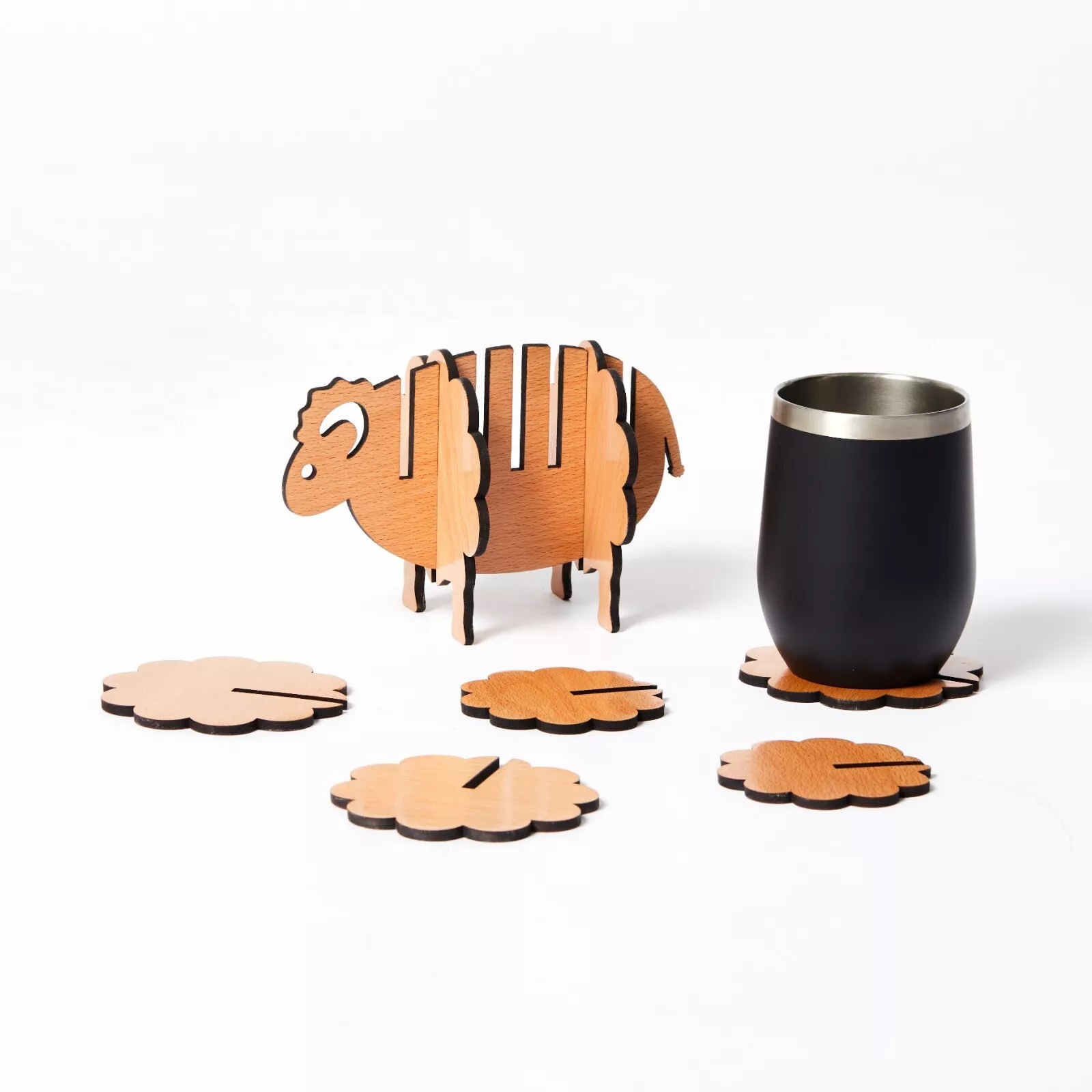 182g Weight Ornaments, coaster Home Textiles & Decor Type 1 Piece Quantity Daily Occasion Wood Material Sheep Pattern Cute Style Cute Sheep Wood Ornaments Coaster Artificial Decorations 14