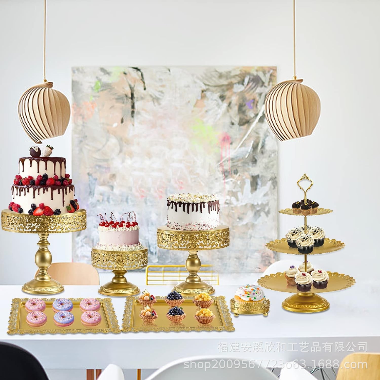 Estante de pastel de oro decoración de postres de cumpleaños decoración de fiesta de cumpleaños estante de exhibición decoración de postres