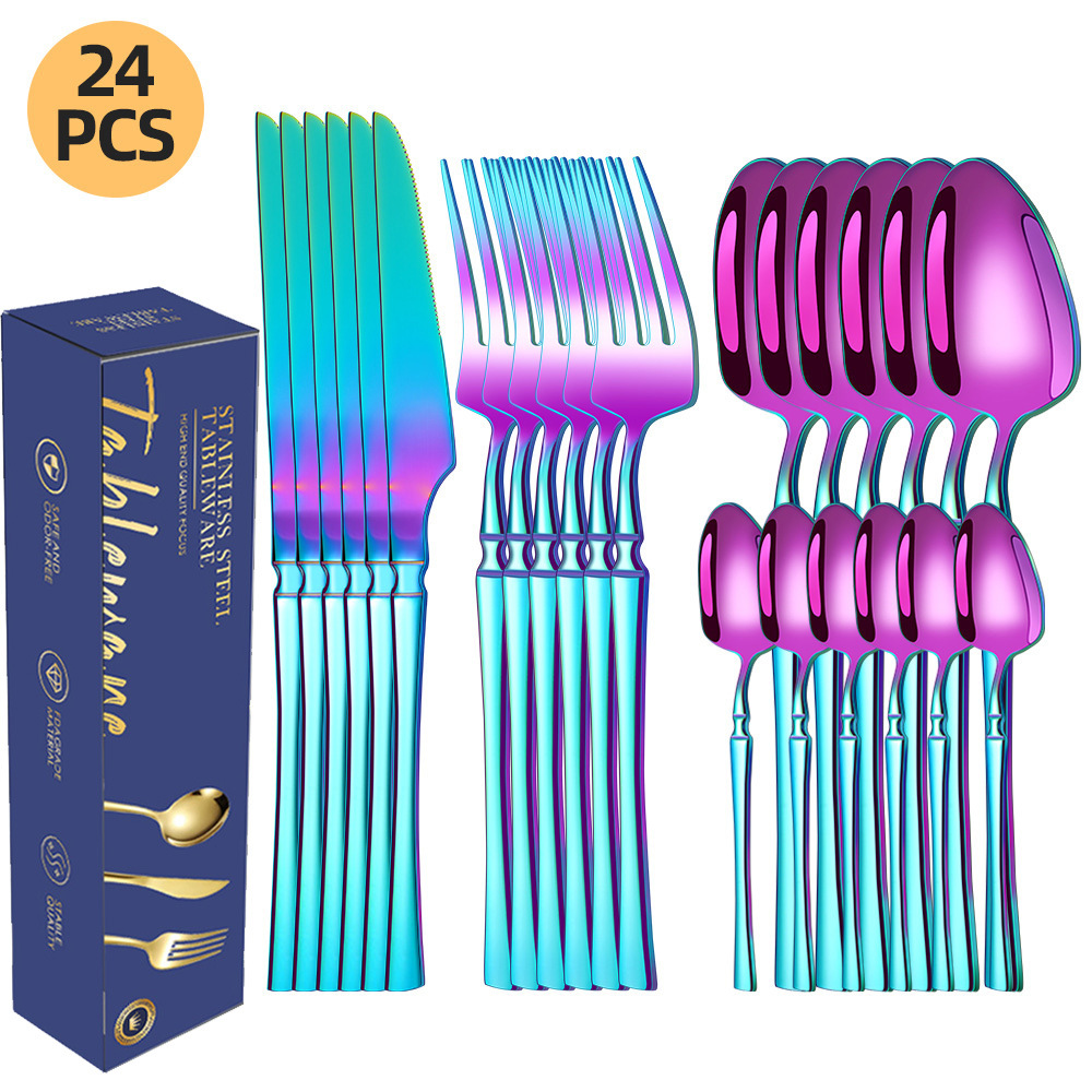 26 años de nuevo cuchillo y tenedor de acero inoxidable transfronterizo 16 / 24 / 30 piezas pequeño conjunto de cintura creativo cuchillo y tenedor de filete de comida occidental