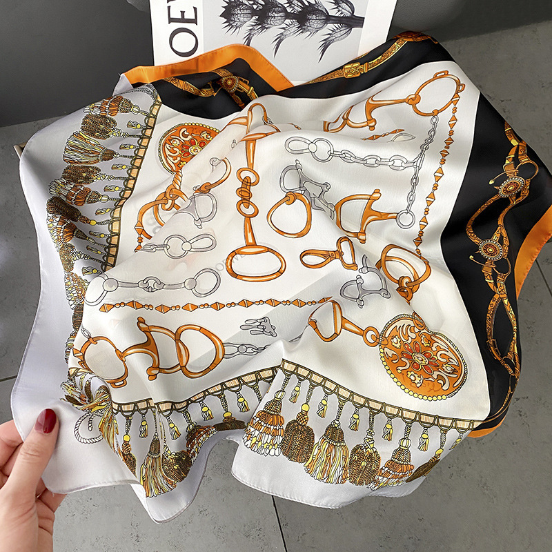 70cm pequeña toalla cuadrada primavera y otoño universal sensación de alto nivel de seda simulación bufandas de seda para mujeres con camisa de decoración profesional bufandas de cuello