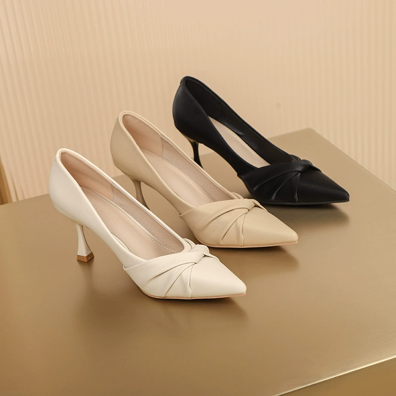 Женские туфли на высоком каблуке, новый стиль 2020, универсальные, с острым носком, нежные туфли в вечернем стиле с юбкой, весенне-осенние туфли на плоской подошве