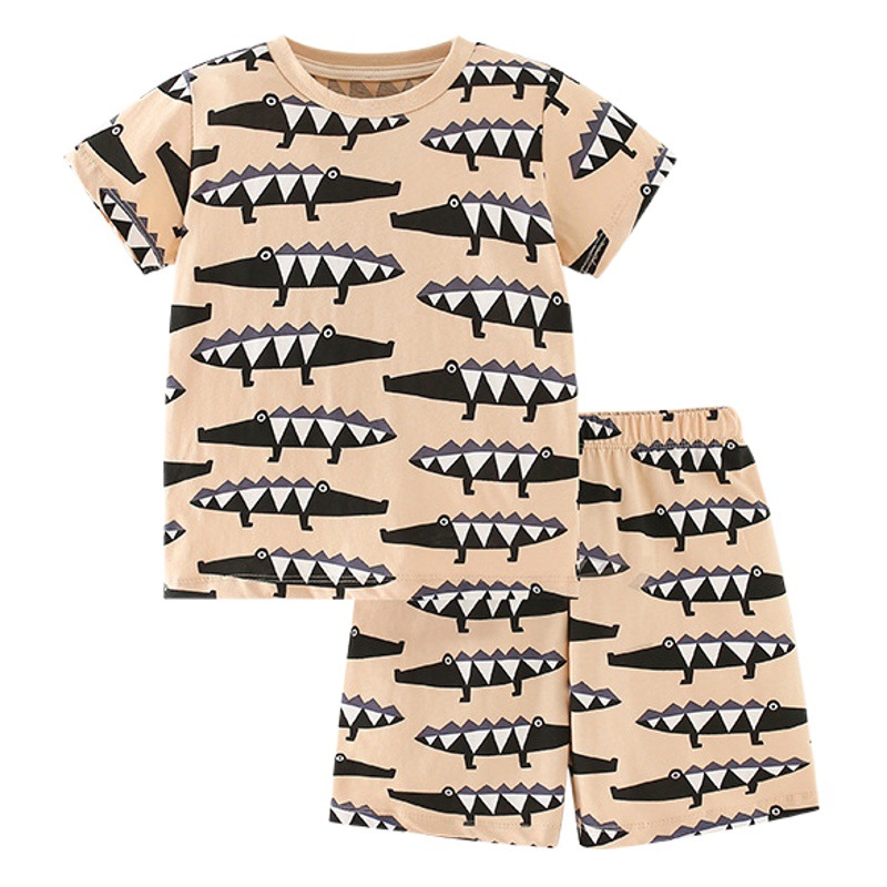 Malwee niños traje verano nuevo europeo y americano niños casual impreso cuello redondo cintura elástica traje de dos piezas