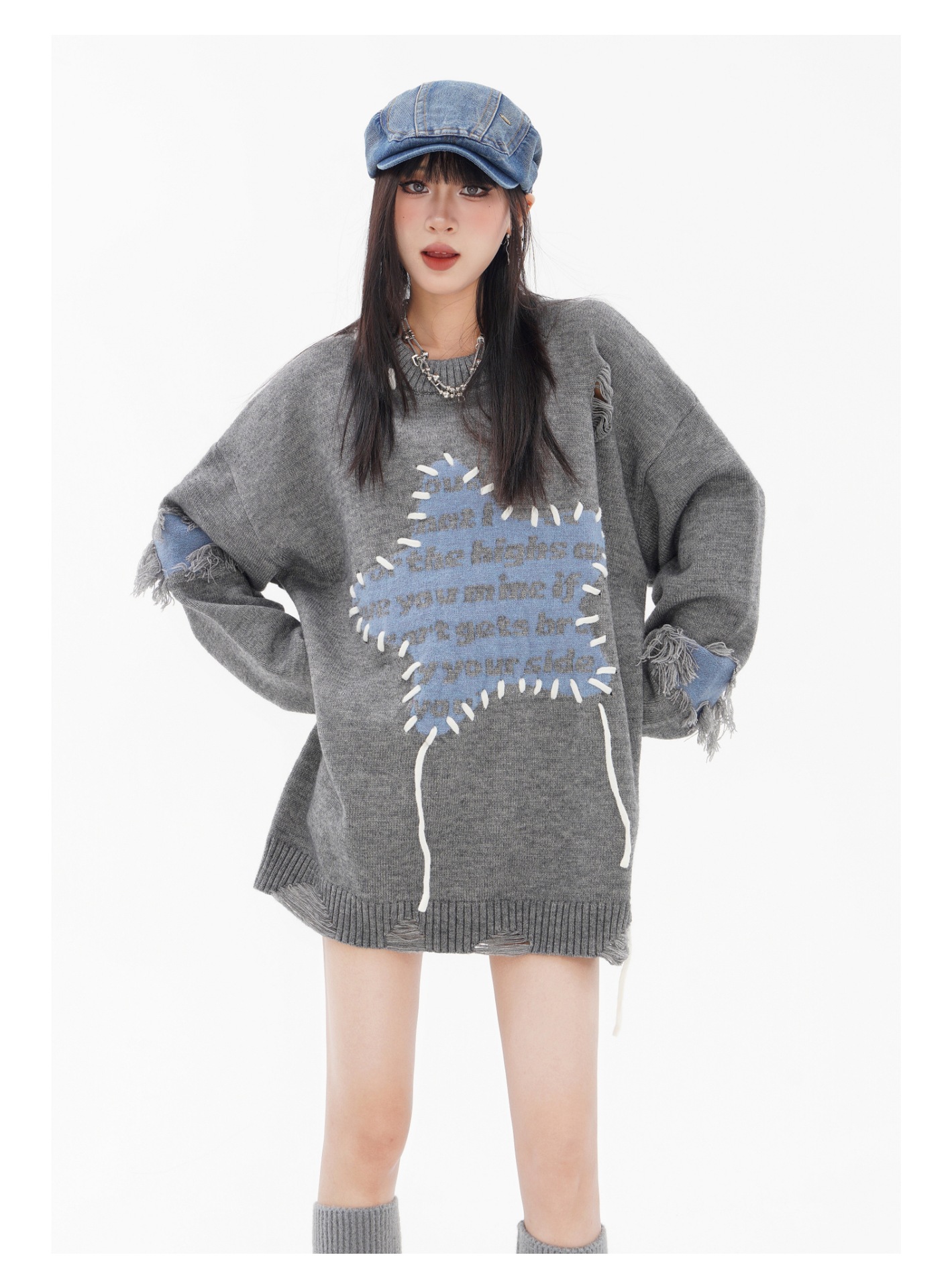 Maglione uomo in maglia stile streetwear con dettagli stella_voghion.com