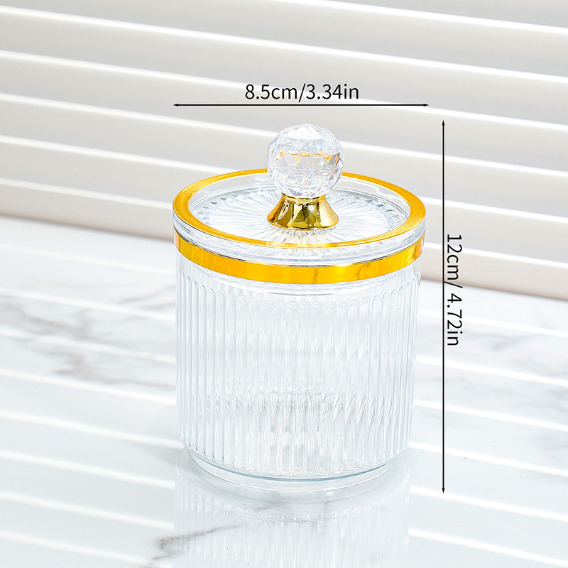 Caja de almacenamiento de hisopo de algodón tocador de escritorio para el hogar tubo de acrílico de plástico transparente a prueba de polvo con tapa Luz Portátil de lujo de alta gama