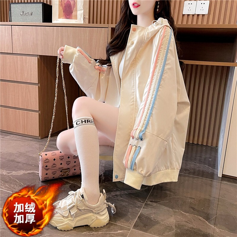 Fleece-Lined Thickened Trench Coat for Women 2025 New Popular Autumn and Winter Cardigan Top for Petite Middle and High School Students