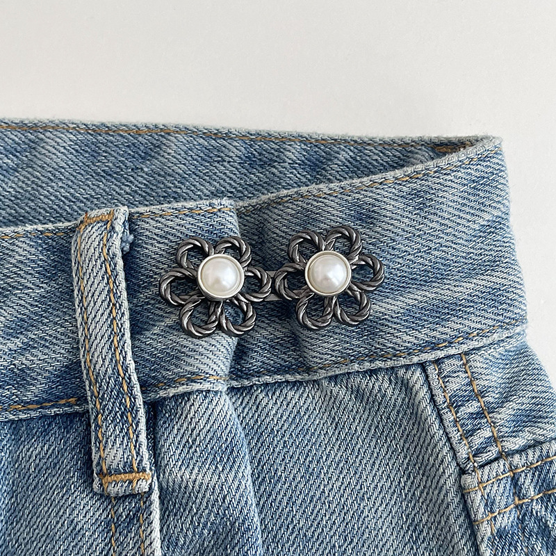 Jeans cintura contraída artefacto cintura apretado cintura pin ajustable botón flor pantalones grandes aguja de botón pequeño image 51