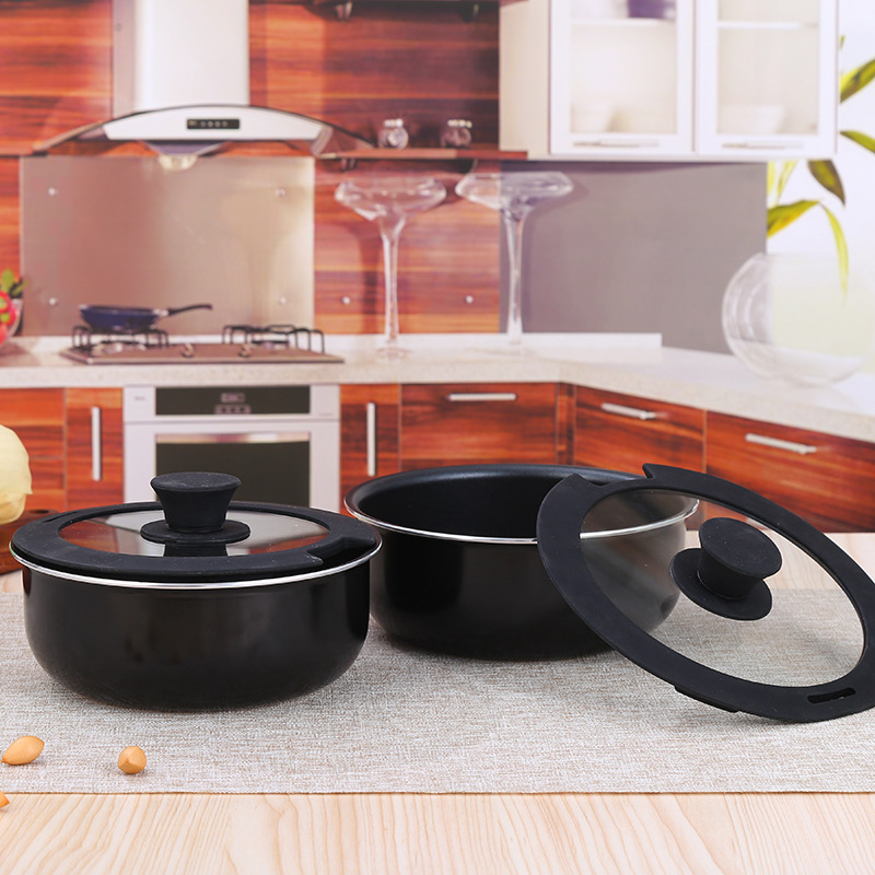 Nuevo de cuatro piezas desmontable sartén mango de aluminio olla de sopa engrosada doble fondo antiadherente pan cocina olla traje