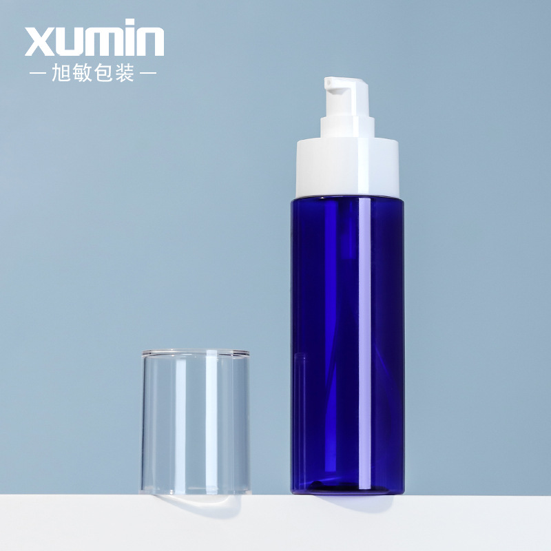 Embalaje de productos para el cuidado de la piel XUMIN botella de cabeza de bomba de presión simple viento 100ml botella de embalaje de emulsión de esencia PET