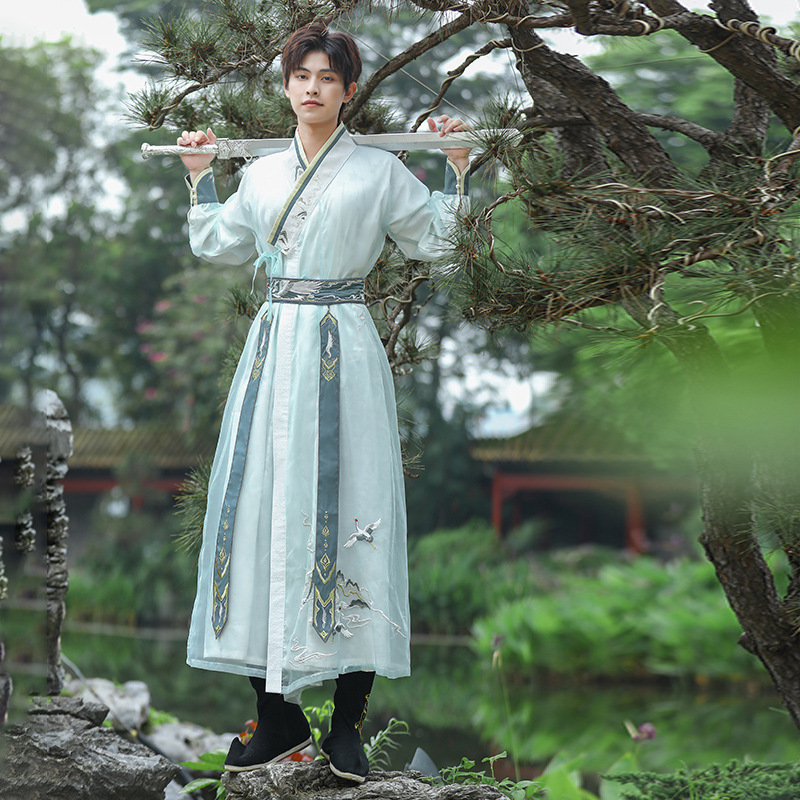 Summer New Han Dynasty Straight with Girdle for Men and Women Cp Daily Elegant Crane Suit Girdle Floating Piece Detachable