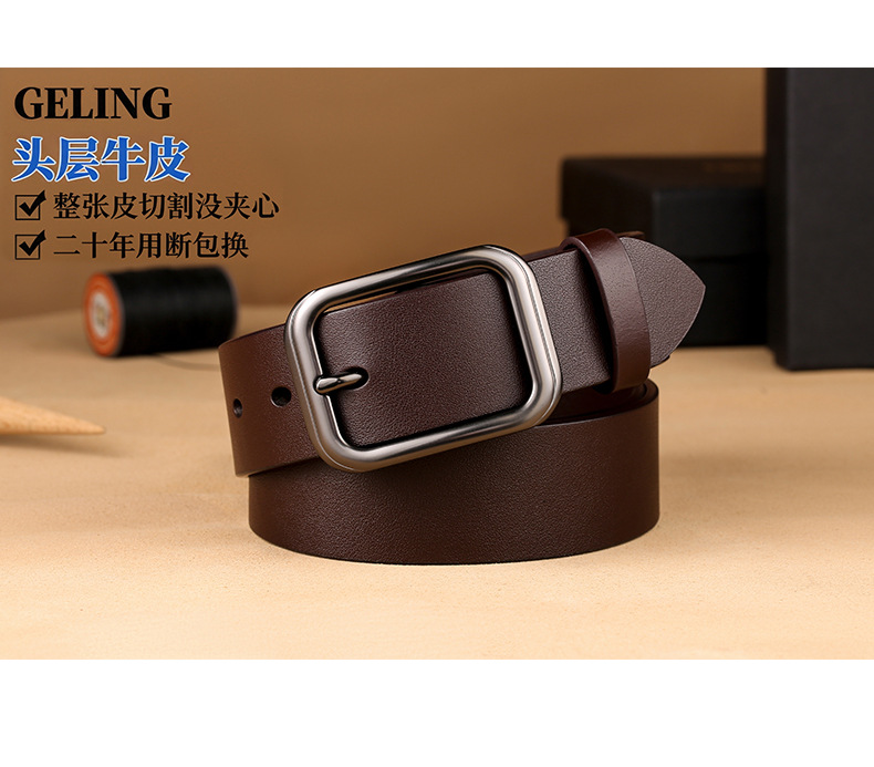 Men's New Style Top Grain Cowhide Belt with Japanese Buckle Genuine Leather High-end Business Versatile Casual Trendy Waistband