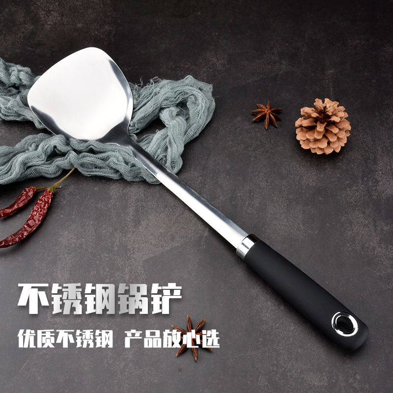 不鏽鋼炒鏟加厚不鏽鋼炒菜鏟鐵鍋用鏟超市同款炒鏟傳統鐵鍋用鏟