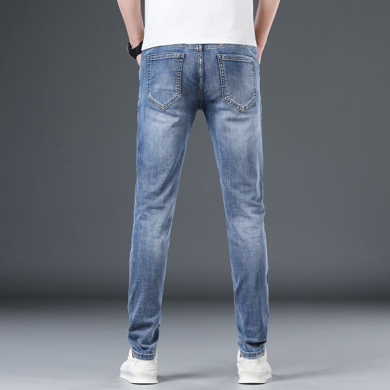 2022 frühjahr Neue männer Denim Lange Trendy Koreanische Ausgabe Slim Fit Kleine Füße Mittlere Taille Casual Hosen für männer_voghion.com