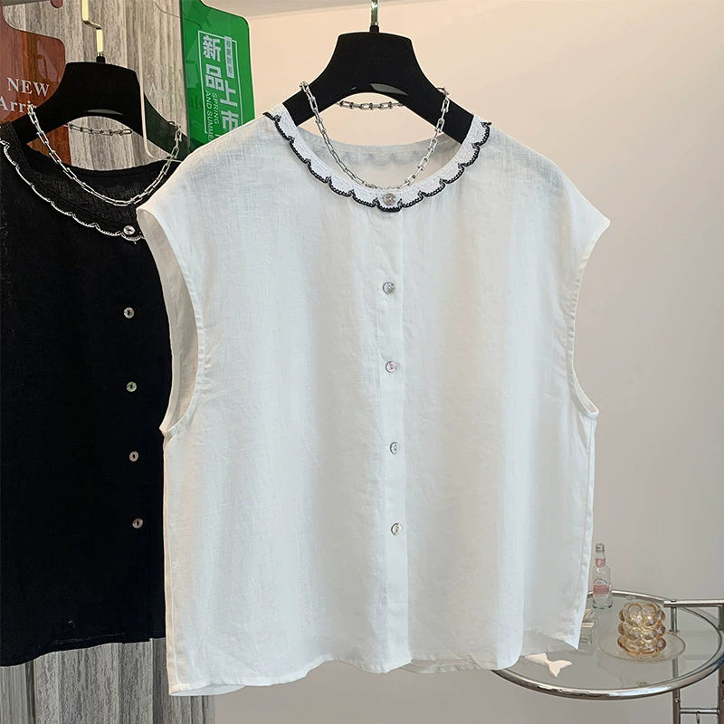 Летний новый ретро однотонный художественный тонкий свободный повседневный жилет верхняя одежда топ для женщин 2025