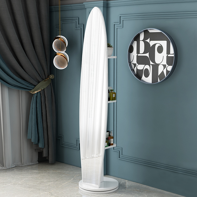 Espejo de cuerpo entero, espejo de piso para vestir, espejo de probador de dormitorio doméstico para niñas, espejo grande tridimensional móvil giratorio de viento