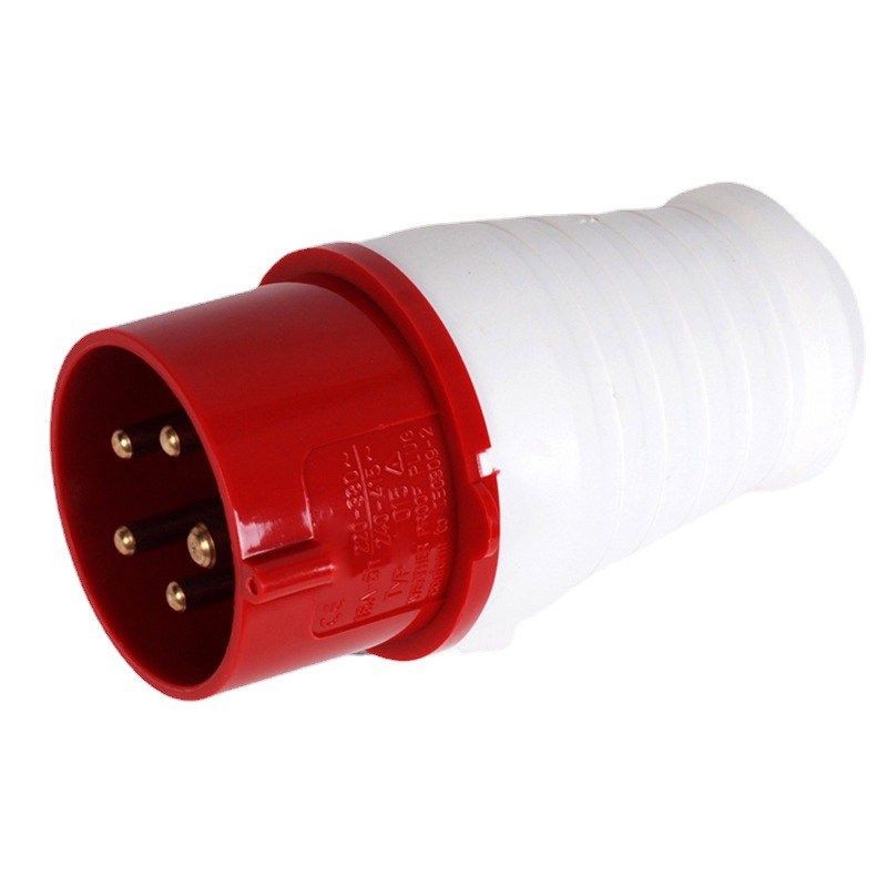 乐瑶电气工业插头防雨一代红色防水插头 IP44 025 32A 5P380V插头