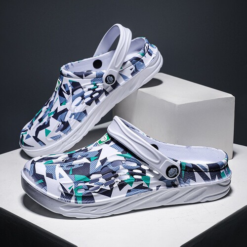 Croc Shoes Men's Foreign Trade Large Size Summer Lightweight One Shoe Two Wear One-Flop Outerwear Fashion Beach Shoes Baotou Slippers