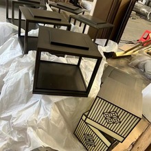 新中式黑金不锈钢拉丝官灯、仿古不锈钢落地灯箱