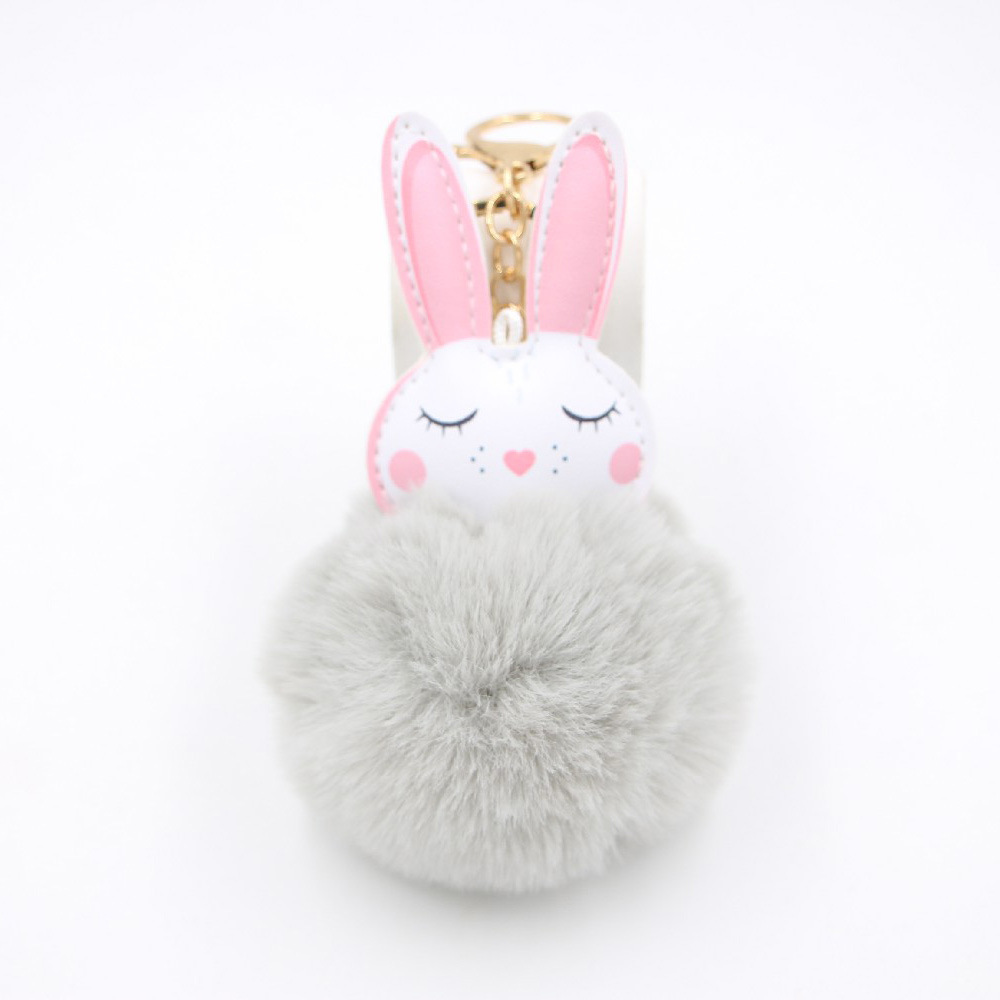 New Product Little White Rabbit Plush Ball Cute Car Key Ring Pendant Wallet Accessory Buckle display picture 7