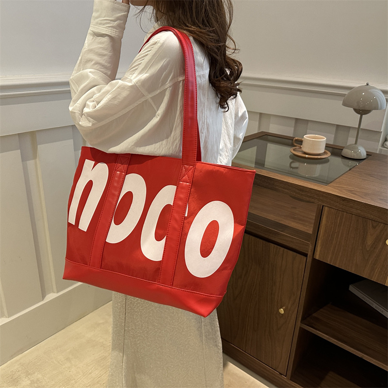 Bolso Tote femenino 2024 nuevo bolso de viaje de gran capacidad lona de verano todo fósforo casual simple bolso de clase de un solo hombro