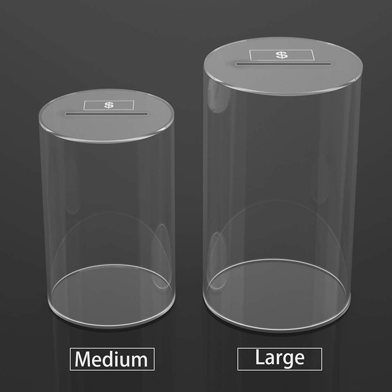 Transparent Acrylic Cylindrical Barrel Round Cup Round Tube Children's Home Coin Doll Storage Barrel Round Can Piggy Bank