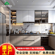 图志家用小户型简易橱柜石英石台面一体厨房整体橱柜水槽置物柜