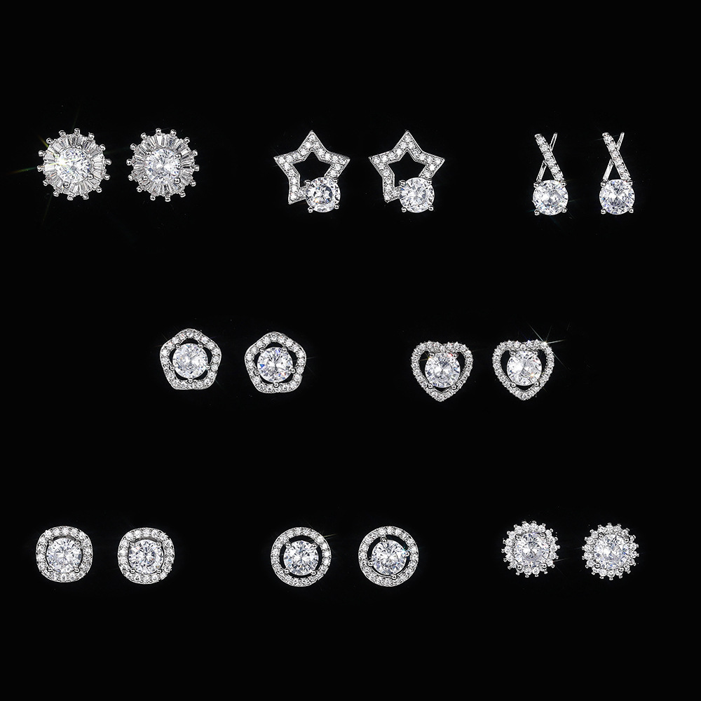 Simple Style Flower Copper Inlay Zircon Ear Studs 1 Pair display picture 4