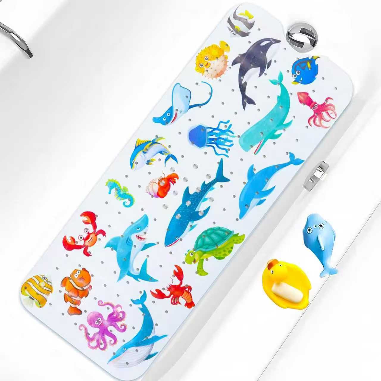 Alfombrilla antideslizante para baño con diseño de océano de dibujos animados para niños de Amazon, alfombrilla antideslizante para piscina, baño, alfombrilla antideslizante