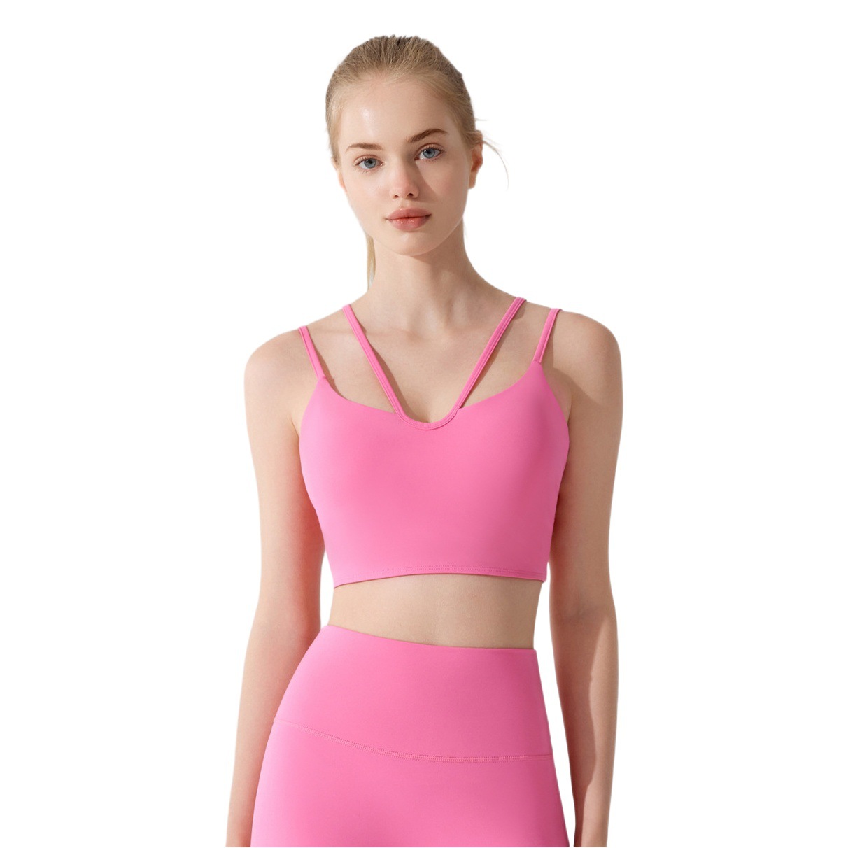 Nuevo sujetador de yoga absorbente de golpes ropa interior deportiva Chaleco de fitness de mujer belleza correa trasera Lycra ropa de Yoga de verano desnuda