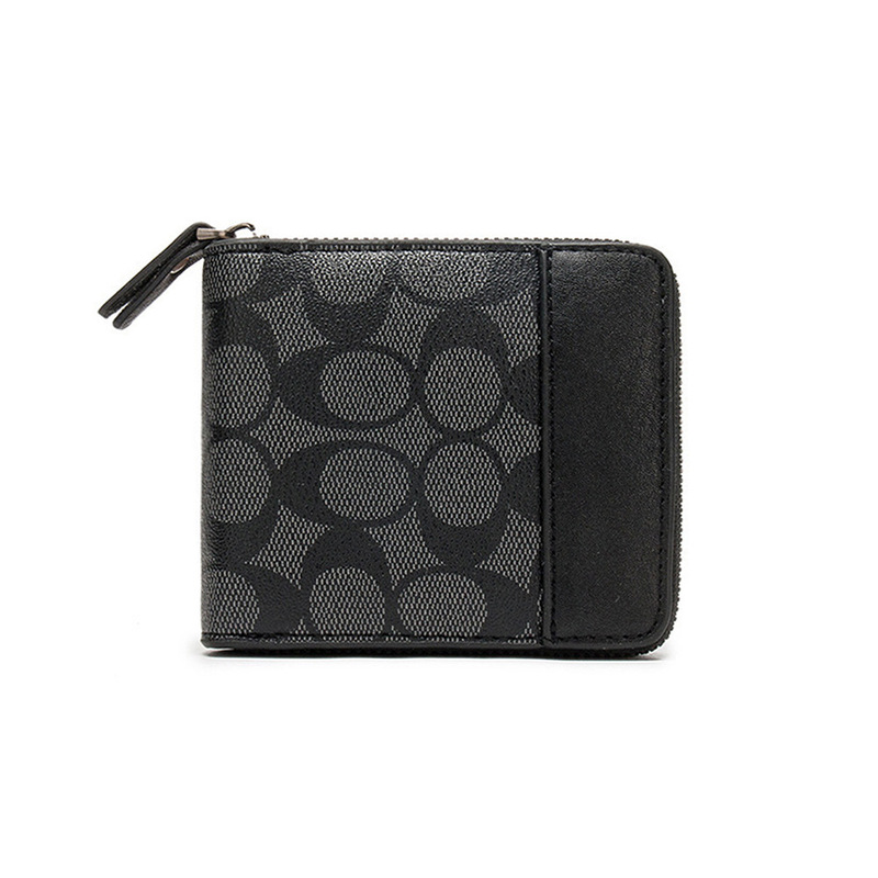 2026 New Style Monogram Patchwork Zipper Wallet Men's Short Multi-Functional Coin Purse Factory Wholesale in Stock