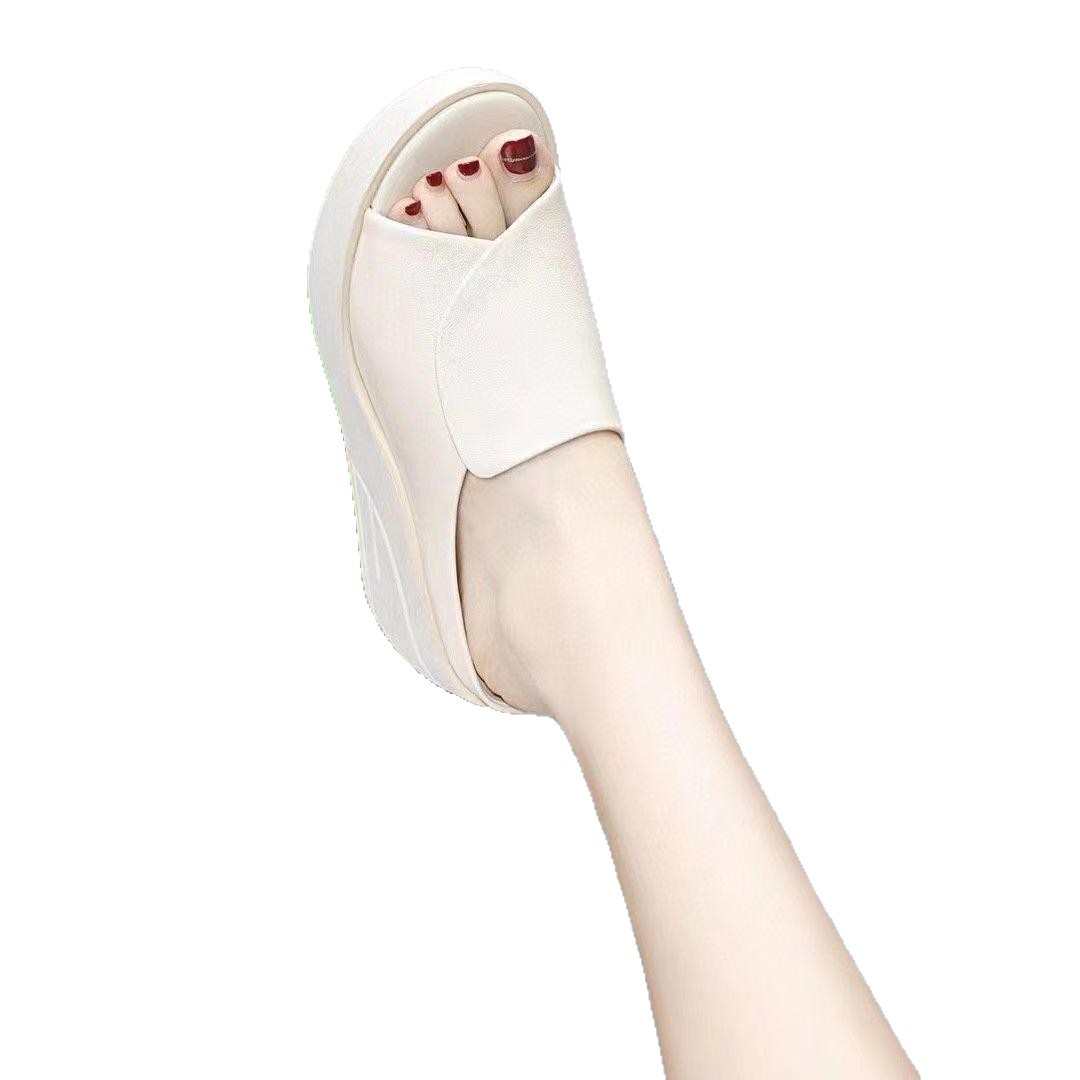 Sandalias y pantuflas de suela gruesa para mujer 2025 verano nuevo estilo tacones altos Oxford fondo suave aumento sandalias de boca de pez código roto para mujer nuevo