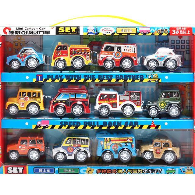 Model Fun Pull-Back Car Baby Mini Pocket Engineering Car Boy Police Car Kidsren's Car Toy Set