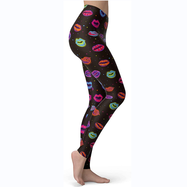 Abbigliamento da donna multicolore stampato slim fit fianchi sollevamento snellente grandi dimensioni corsa yoga fitness leggings_voghion.com