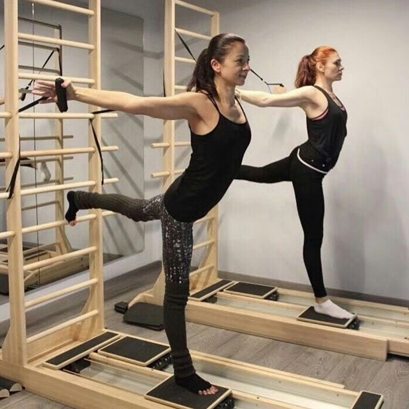 Maisheng Pilates escalera de deslizamiento de dos vías cama riel cama gravedad entrenador equipo grande estirando cama de yoga