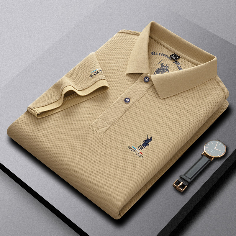 Paul Embroidered Polo Shirt Men's Summer Business Casual Polo T-Shirt Breathable Mercerized Cotton Short Sleeve Top Business T-Shirt